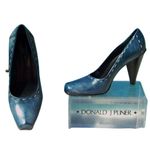 Donald Pliner Couture Denim Oil Skin Leather Pump Shoe Detail Stitching NIB $295 Blue Size 6 Photo 2
