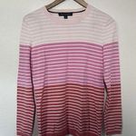 Tommy Hilfiger  women preppy sweater Stripped Pink Orange LOGO Size M Nautical Photo 0