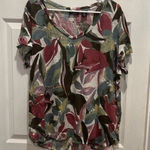Tahari 100% Linen Floral Short Sleeve Blouse High Low Hem Women’s Size 1X Photo 0