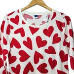 Old Navy Thermal Long Sleeve Top Women's M Cream Red Heart Print Cozy Loungecore Photo 8