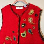 Vintage Marisa Christina Women’s Wool Sweater Vest Red Paisley XL Photo 1