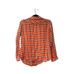 Joie  Oversized Button Down Plaid Orange Long Sleeve Shirt Sz XS Photo 2