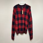 SKIMS Buffalo Red Black Plaid Fuzzy Knit Sweater S/M NEW Photo 1