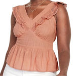 Old Navy Flutter-Sleeve Crochet Lace Tie-Back Top Pink Ruffle cottagecore Photo 0
