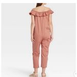 The Nines by Hatch Maternity Jumpsuit Small Off The Shoulder Pink Button Photo 11