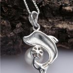 VIKI LYNN Dolphin Necklace Pearl Pendant 5 Photo 4