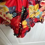 Alexis ‎ red floral tropical Faine ruffle romper XS vacation summer beach Photo 7