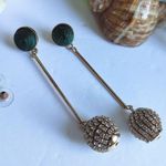 Crystal Disco Ball Drop Dangle Earrings Green Photo 1