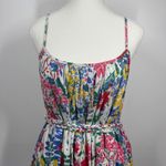 Aakaa  Dress Women M Floral Multicolor Tie Mini Tank Tiered Cottage Concert Boho Photo 2
