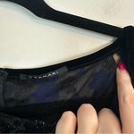 T Tahari | Blue and Black Velvet Floral Shimmery Dress Size Small Photo 3