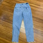 American Eagle American‎ Eagle Mom Jeans Womens Size 4 Distressed Ripped Frayed Hem Denim Blue Photo 3