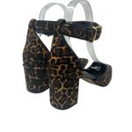 J.Crew  Buckle-strap Block Heels in Leopard-Print Calf Hair‎ Brown Size US 7 Photo 5