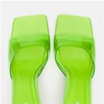 ZARA NWT Lime Green High Heel Vinyl Mules Size 41 Photo 3