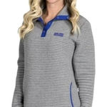 Simply Southern  Gray‎ And Blue Ribbed Quarter Snap Pullover Top Size S Photo 0