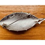 Trifari Vintage‎  Brooch Silver Tone Leaf Brushed Signed 2 1/4" Photo 6
