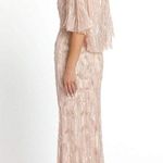Mac Duggal New 9064 Sequined V Neck Sheath Blush Pink Sleeved Maxi Formal dress Photo 1