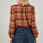 Frye Ruffle Plaid Flannel Button Down Blouse Women’s size XL Photo 14