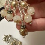 Rhinestone & Bead Beaded Dangles Clip On Earrings Photo 4