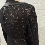 Diane Von Furstenberg  Maya Pebble Lace and Leather Black Button and Zip Blazer Photo 8