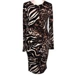 Codigo low open back leopard print long sleeve bodycon dress size Lg Photo 1