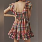 Anthropologie NWT Pilcro  Multicolor pink combo plaid babydoll mini dress size S Photo 3