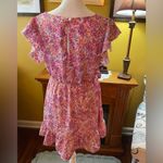 Sweet Storm Sweet.storm pink multicolored ditzy floral ruffled v-neck mini dress. Size L. Photo 4