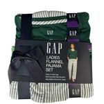 Gap Ladies Flannel Sea Moss Stripe Pajama Set Medium NEW Photo 4