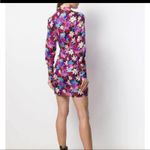 PINKO FLORAL SATIN BUTTON FRONT LONG SLEEVE SHEATH FAUX WRAP MINI DRESS Pink Size 8 Photo 7