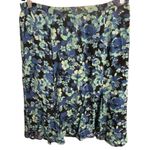 JM Collection Black and Blue Flare Floral Skirt Photo 2