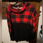 Acting Pro  Red and Black Buffalo 🦬 Plaid Cowl Neck Sweater Photo 0