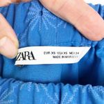 ZARA Floral Openwork Textured Blue Off Shoulder Mini Sun Dress Balloon Sleeve Photo 11