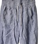 Athleta  Blue Linen Drawstring pull on Pants size 12 Photo 2