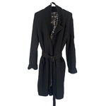 W By Worth Worth Black Cable Knit Heavy Wool Blend Long Belted Sweater Cardigan Women Sz L Photo 9