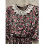 Vintage Lisa II floral dress lace collar size 14 runs small padded shoulders Red Photo 4