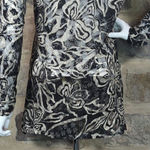 BKE Top Woman's XL Mesh Sheer Floral Long Sleeve Black White Photo 7