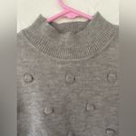 &merci &merci gray Pom Pom embroidered short sleeve puff sleeves wool blend sweater; L Photo 1