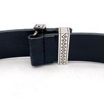 Chico's Chico’s Black Genuine Leather Belt SM Silver Round Medallion Buckle Boho Tribal Photo 7