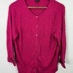 Talbots Cardigan Sweater XL Pink Cable Knit 100% Pima Cotton Preppy Classic Photo 0
