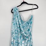 Princess Polly  Blue White Floral Front Slit Demure One Shoulder Maxi Dress Med. Photo 2