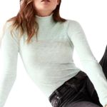 Free People Caroline Iced Aqua Long Sleeve Shirred Turtleneck Top Size M NWT Photo 2