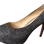 Nine West  Juliette Black Speckled Denim Metallic Suede Heels Photo 5