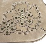Fossil Tan Genuine Leather Boho Chained Flower Embroidered Wristlet Clutch Purse Photo 1