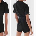 Urban Outfitters UO Denim Short Jumpsuit Romper in Black Size Medium with Waist Tie Photo 2