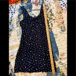 AQUA  BLOOMINGDALE’S M Polka Dot Navy Smocked Dress Photo 12