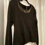 White Stag  Black Cotton Long Sleeve Crew Neck Pullover Bedazzled Orange Size XL Photo 3