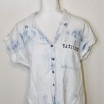 Rock & Republic Studded Blue & White Tie-Dye Loose Buttoned Shirt - Size Large Photo 11