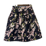 Alya Women’s Cherry Blossom Size L A Line Black Pleated Mid Length Floral Skirt Photo 0