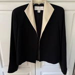 Doncaster Black Cream Collar Blazer Jacket 100 Wool Size 8 Photo 0