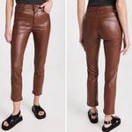 Mother The Mid Rise Dazzler Ankle Jeans Brown Wax On Wax Off Faux Leather 25 Photo 1