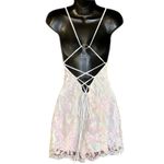 Lucy in the Sky Lucy In the Sky Clarabelle Iridescent Sequin Dress Sz S White Fairy Lace Photo 3